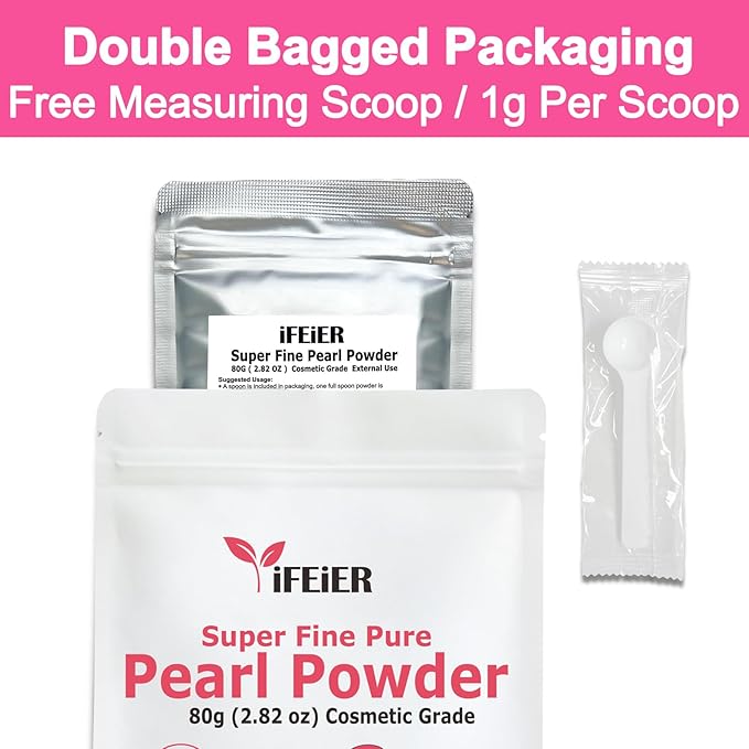 Pure Freshwater Pearl Powder for Skincare and Homemade Cosmetics Grade. 80g(2.82oz) SuperFine Pearl Powder for DIY lotions | creams | serums | making face mask, Natural and Oranic