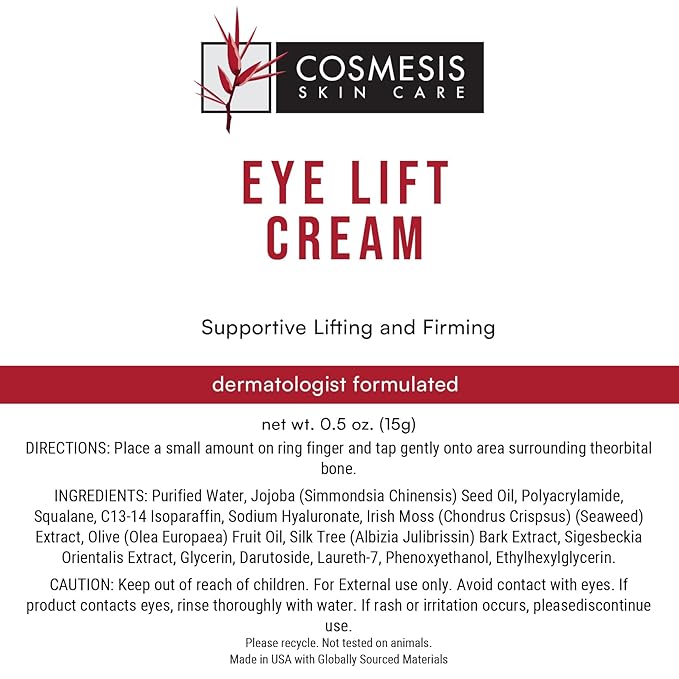 Eye Lift Cream - Lifts & Firms, Promotes Collagen & Elastin Formation, Minimizes Aging - 0.5 fl oz - Cosmesis