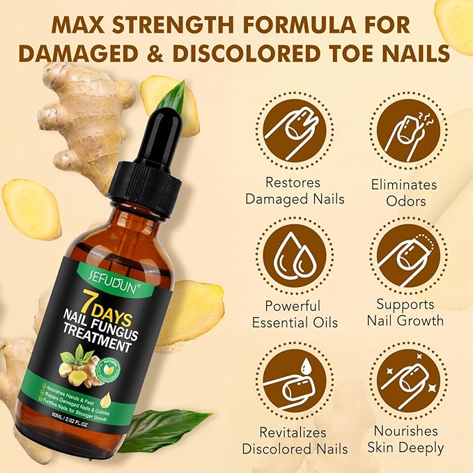 7 Day Ginger Nail Treatment 60ml, Nail Treatment, Nail Growth Serum, Ginger Nail Serum, Nail Nutrient Oil Strengthener Oil.
