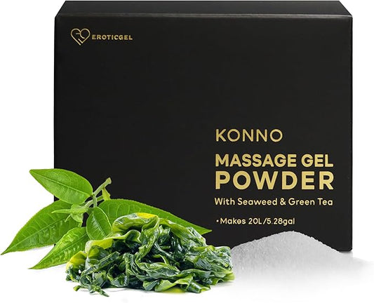 Japanese Nuru Massage Gel Powder 200g | Formulated with Natural Seaweed & Green Tea | Made in Japan | Paraben, & Glycerine Free | Fragrance-Free | Makes 5.28 gal/ 20L | Vegan | Konno
