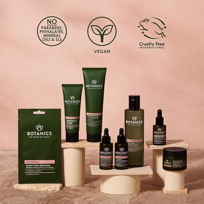 Botanics All Bright Caffeine Eye Serum - 3% Caffeine Awakening Under Eye Serum for Dark Circles and Puffiness - Refresh & Brighten Tired Eyes - Vegan & Cruelty Free (0.84 Fl Oz)