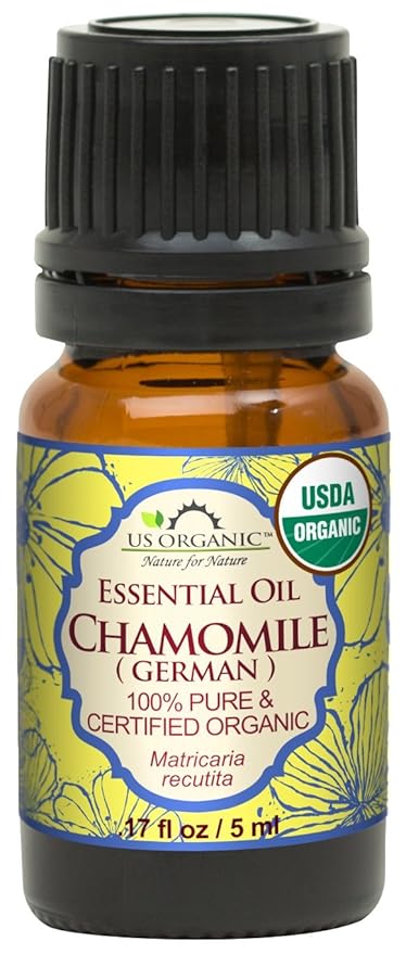 US Organic 100% Pure Chamomile (German) Essential Oil - USDA Certified Organic, Steam Distilled - W/Euro Dropper (More Size Variations Available) (5 ml / 1/6 fl oz)