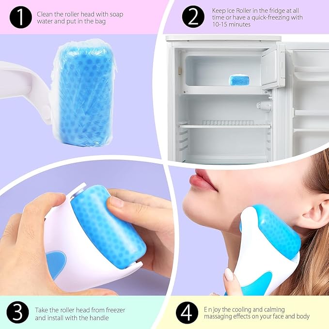 LitleFoxAR Ice Roller Fit for Uniser Skin Care, Face, Eyes and Body Special Massager Roller Puffiness Migraine Pain Relief and Minor Injury (Color White)