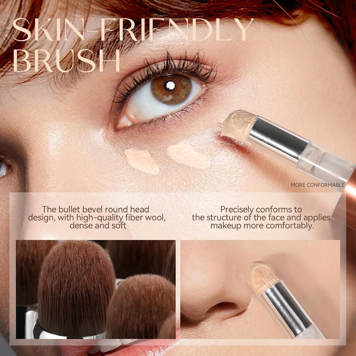 Foundation Makeup,Soft Beige Full Coverage Foundation Makeup（Built-in brush）Vegan & Cruelty-Free-Oil Control Flawless Concealer Cover Facial,Natural Blemish Face Makeup(01#)