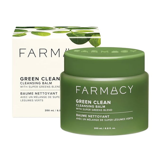 Farmacy Makeup Remover Cleansing Balm - Green Clean Waterproof Makeup Remover + Oil Based Cleanser - Newly Formulated Double Cleanser with Plant Based Waxes + Upcycled Moringa (200ml)