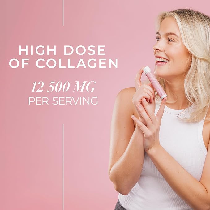 Swedish Collagen Deluxe | 12,500 mg Hydrolyzed Marine Collagen Liquid Supplement - 30 x 25 ml Daily Shots | Hyaluronic Acid, Biotin and Vitamin C for Healthy Hair, Skin, Nails and Joints | Sugar-Free