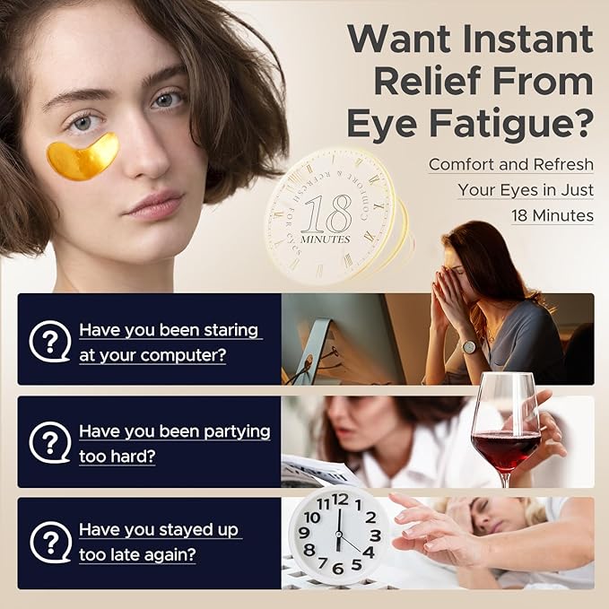 Under Eye Patches for Puffy Eyes,Dark Circles,Wrinkles & Eye Bags-Day & Night Eye Mask Gel Set with Collagen & 24K Gold,Ideal Undereye Skincare Gift for Bridesmaids, Women & Birthdays