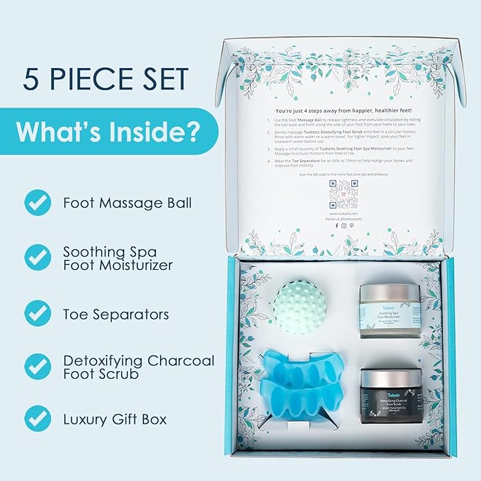 Tucketts Foot Care Spa Kit for Heel and Foot Pain Relief, Dry Skin, Bunions, Toe Correctors