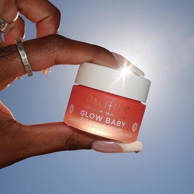 Pacifica Glow Baby Face Lotion & Eye Cream Set of 2 – Brightening Vitamin C Moisturizer + Depuffing Eye Cream with Caffeine & Hyaluronic Acid, Daily Hydration for Glowing Skin, 100% Vegan Clean Beauty