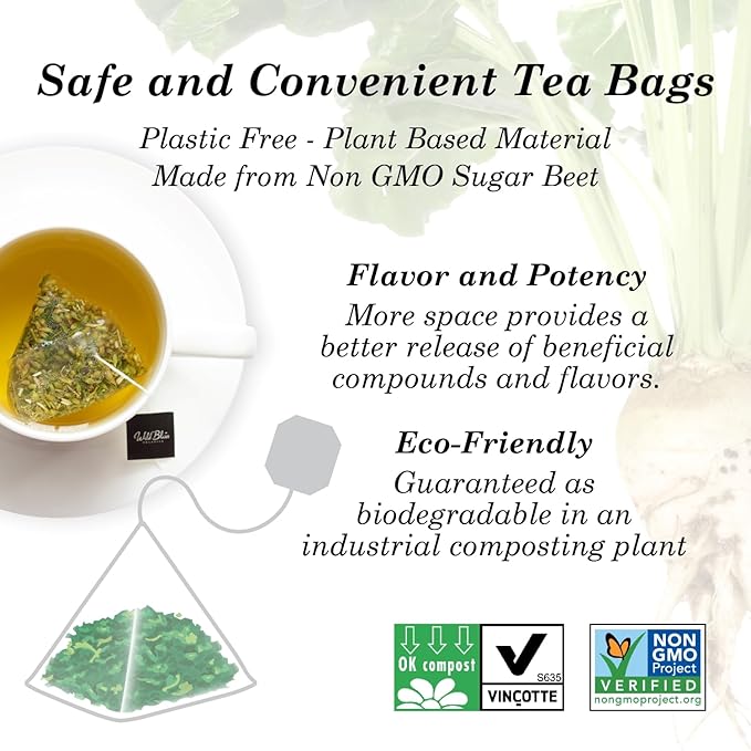 Wild Bliss Organic Yarrow Tea - Caffeine Free Herbal Tisane - Pharmacopoeia Potency - 20 Plant Based Tea Bags