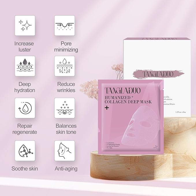 Humanized Collagen Real Deep Overnight Mask,Hydrating Firming,Anti-ageing Hydrogel Mask,for All Skin Types,Elasticity Improvement,Pore Minimizing,Minimize Wrinkles,1Pcs,Gray