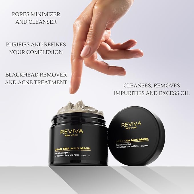 Dead Sea Mud Mask for Face and Body - Clay Mask for Blackhead Remover, Acne Treatment and Pore Minimizer - Organic Clay Mask for Men & Women - Deep Cleansing Recovery Mud Mask for Skincare