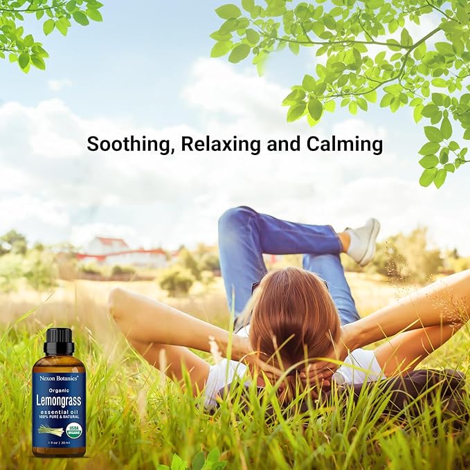 Organic Lemongrass Essential Oil 30 ml - Pure, Natural Lemongrass Oil for Diffusers & Aromatherapy - Skin & Hair Care - Undiluted - Nexon Botanics