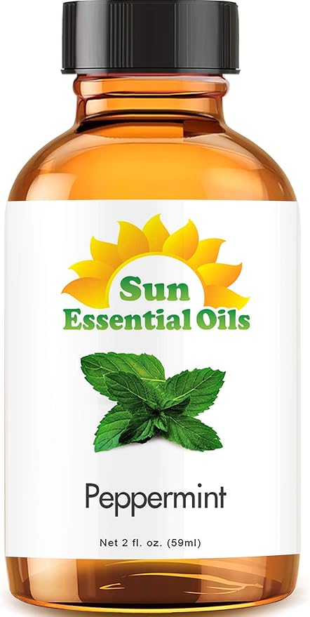 Sun Essential Oils - Peppermint Essential Oil (2 oz) for Diffuser, Humidifier, Skin & Aromatherapy Body Massage, Candle & Soap Making for Home