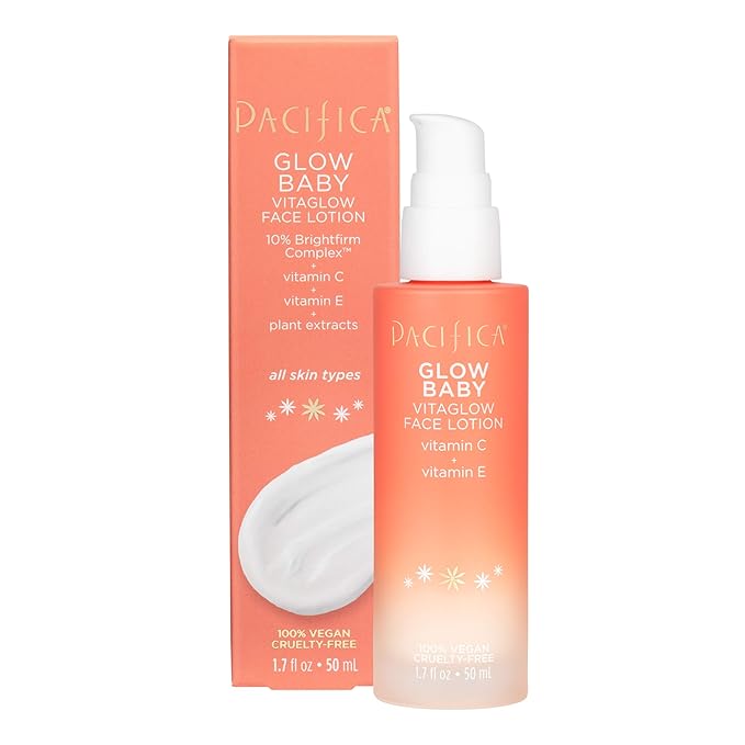 Pacifica Glow Baby Face Lotion & Eye Cream Set of 2 – Brightening Vitamin C Moisturizer + Depuffing Eye Cream with Caffeine & Hyaluronic Acid, Daily Hydration for Glowing Skin, 100% Vegan Clean Beauty