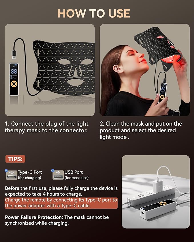 LED Light Therapy Face Mask, Red Light for Skin Rejuvenation, Blue for Relief and Repair, Enhanced Skin Restoration and Double Rejuvenation Effect