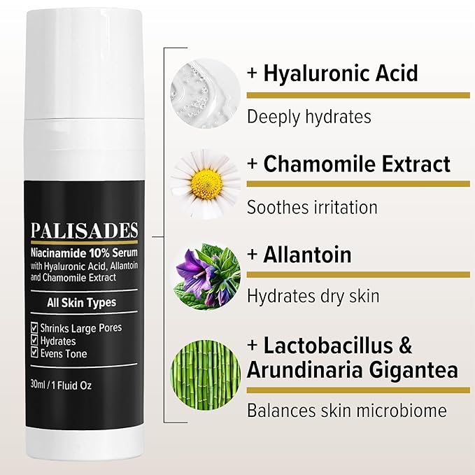 Niacinamide 10% Face Serum with Hyaluronic Acid, 2-in-1 Toning & Hydrating – Shrinks Pores, Reduces Inflammation, and Evenly Tones Skin – Anti-Aging & Hydrating Formula for All Skin Types