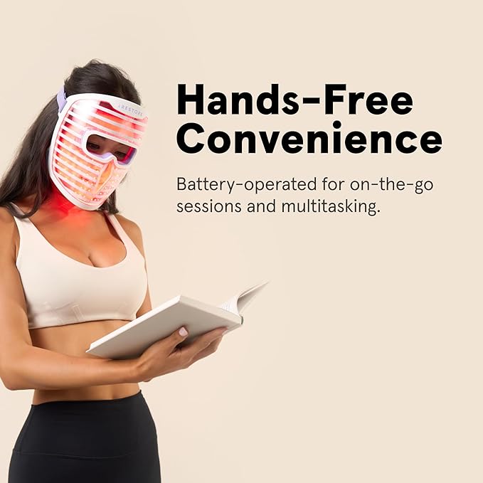 iRestore LED Face Mask Light Therapy | Blue, Infrared & Red Light Therapy for Face | Illumina Skincare Device Facemask - Youthful Radiant Skin with Reduced Wrinkles, Fine Lines | Contour | 360 LEDs