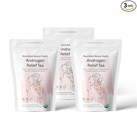 Nourished Androgen Relief Spearmint Tea - Organic Herbal Spearmint Tea for Clear Skin and Reduced Unwanted Facial Hair Growth - 180 Servings
