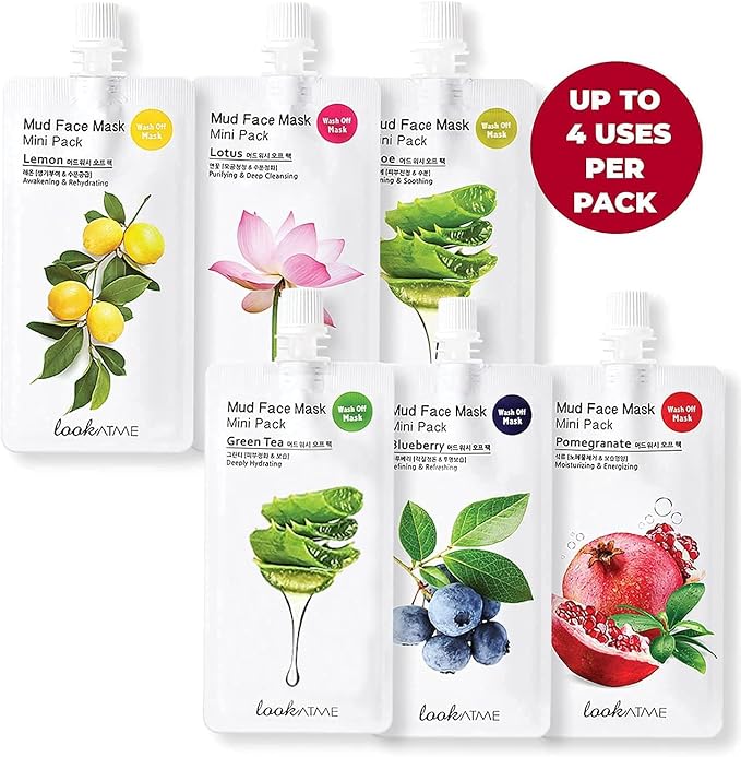 Skincare Face Masks (Random 6pks), Clay Face Masks Skincare for Women, Korean Skin Care with Kaolin and Bentonite Clay, Natural Brightening Hydrating Facial Mask, Pore Minimizer Set For Teens, Kids