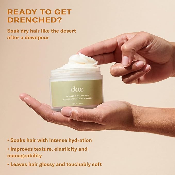 DAE Monsoon Moisture Mask - Intense Hydration, Leaves Hair Glossy & Smooth, Strengthens Elasticity, Helps Prevent Damage (2 oz)