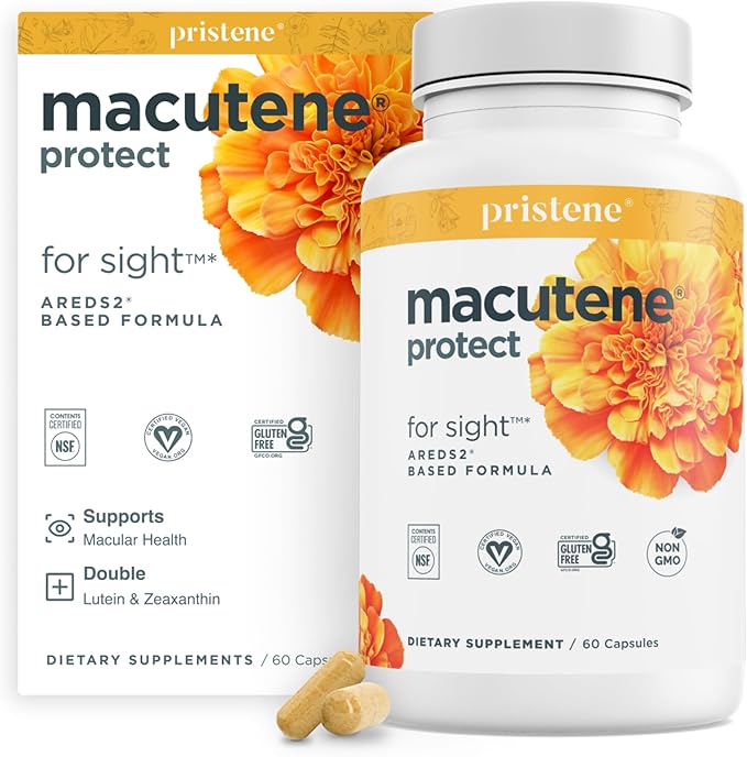 Macutene Protect Eye Vitamins for Macular Support Areds 2 with Lutein and Zeaxanthin Supplements (25mg/5mg) – Doctor Formulated Bilberry Supplement for Eyes, NSF Certified, Vegan (60 Capsules)
