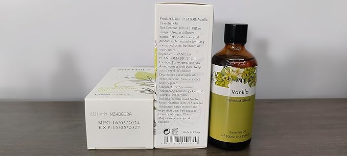 Vanilla Essential Oil 100ML, Vanilla Essential Oils for Diffuser, Humidifier, Aromatherapy, Sleep, Relax