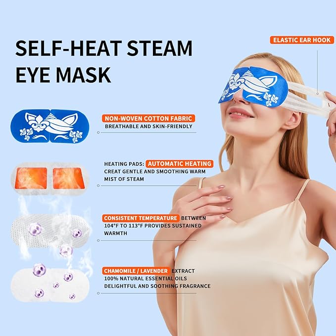 steam Eye mask for Dry Eyes,self-Heating Eye mask for Sleeping,SPA,Relief Stress and Eye Fatigue (10 pcs, Lavender)