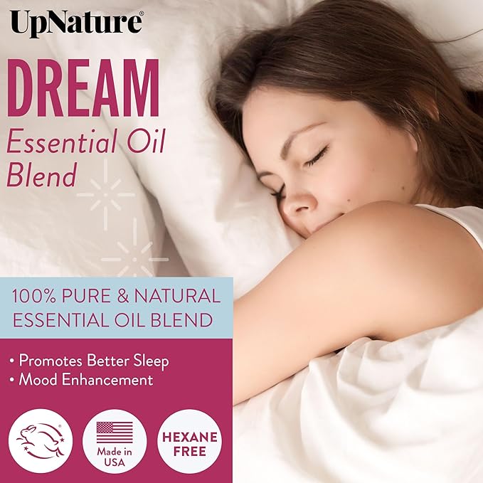 UpNature Dream Sleep Essential Oil - 2 Oz – Sleep Peacefully, Soothing Scent, Calming, Serenity - Undiluted, Non-GMO, Aromatherapy with Dropper