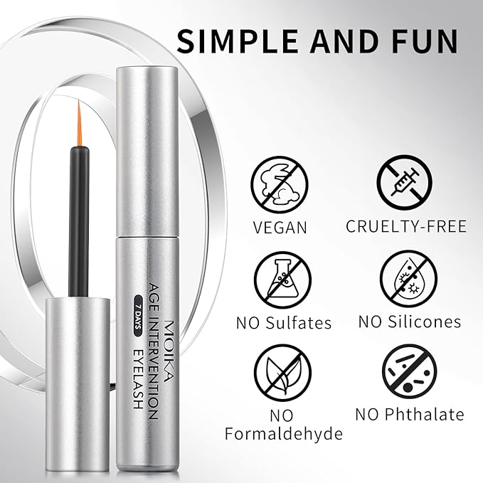 Eyelash Growth Serum for Thicker, Longer Lashes – Grow Luscious, Natural Lashes with Advanced Enhancer | Vegan & Cruelty-Free Treatment