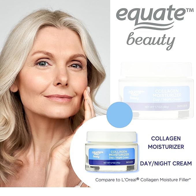 Equate Beauty Collagen Moisturizer Day/Night Cream, Reduce Wrinkles, Face Cream 1.7 oz (Pack of 1)