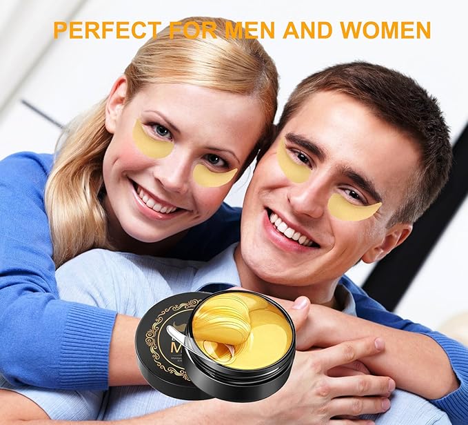 Under Eye Patches, 24K Gold Eye Mask, Eye Patches for Puffy Eyes and Dark Circles Reduce Eye Bags Fine Lines Smooth Wrinkle, Anti-Aging,Hydrating, Eye Skin care Pads with Collagen (60PCS)