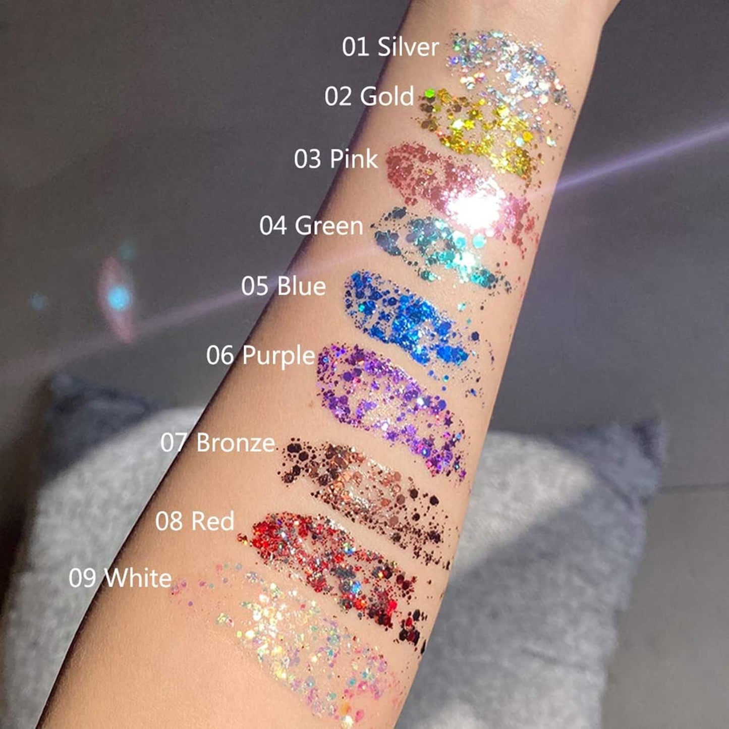 MAEPEOR Chunky Face Body Glitter Gel 19 Colors Mermaid Sequins Holographic Body Glitter Gel Long-Lasting Festival Makeup Glitter Paint for Face Body Hair Nails (30g, 08 Red)