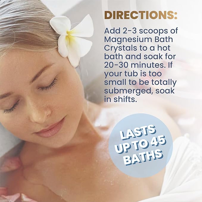 Health and Wisdom Magnesium Bath Salt - Magnesium Chloride Flakes for Bath Soak, 4X Epsom Salt Concentration, Unscented Formula, Dead Sea Sourced, Zero Additives - 28 Ounces