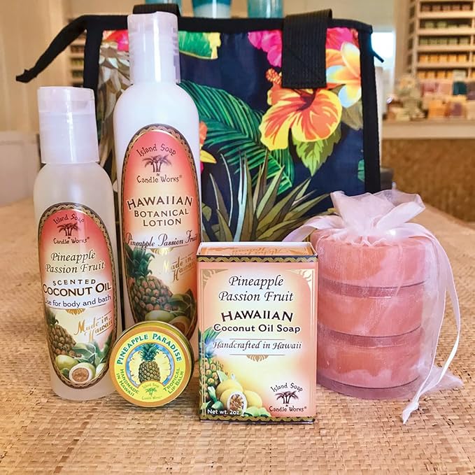 Island Soap and Candle Works Pineapple Scented Body Lotion for Men and Women, Paraben Free Body Moisturizer - Hydrating Hawaiian Skincare - Pineapple Passion Fruit - 8.5 Fl Oz Bottle