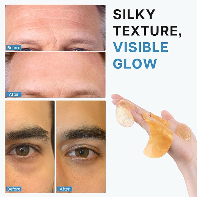 Under Eye and Forehead Wrinkle Patches Duo, Collagen Hyaluronic Acid and Camellia Extract Facial Patches for Forehead Lines, Puffy Eyes, Dark Circles Bags and Revitalization