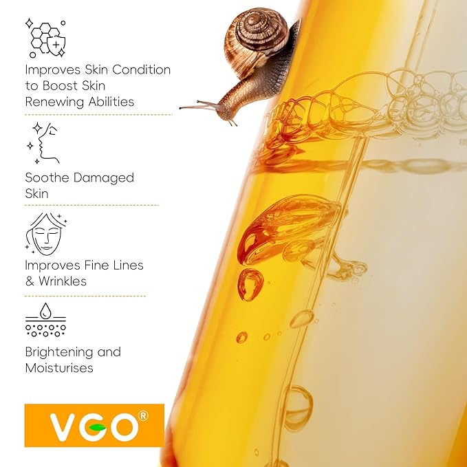 VGO 96% Snail Mucin Serum - Advanced Hydrating & Anti-Aging Snail Extract Serum for Smooth, Radiant Skin - Face Serum Repair & Moisturizing Formula - Suitable for All Skin Types, 100ml / 3.38 fl.oz