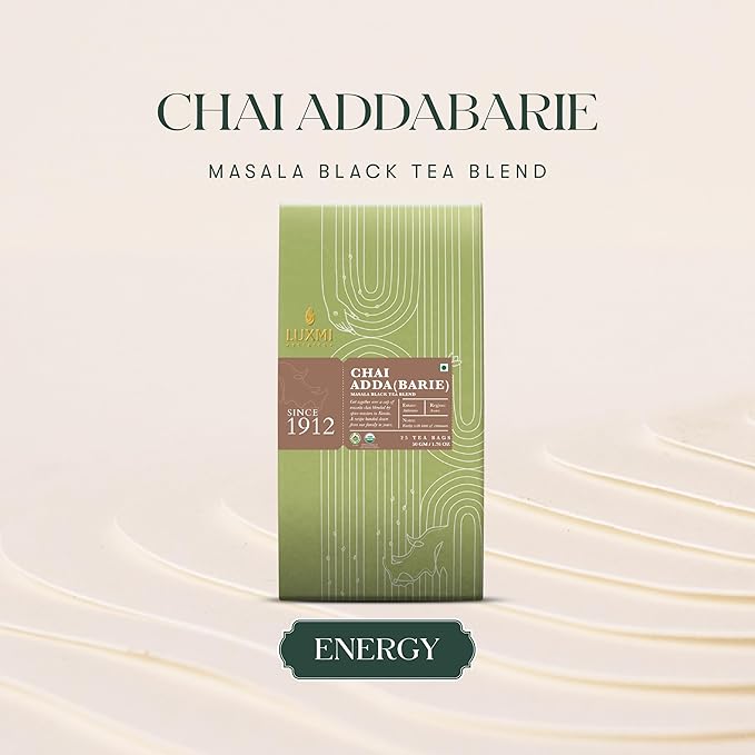 Luxmi Estates Chai Adda-Bari 25 Tea Bags (50g) Pack | Masala Chai | Certified Organic Black Tea