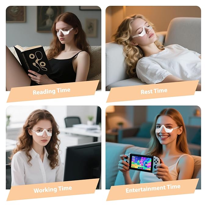 Under Eyes Light Therapy Massager Glasses, Microcurrent Eye face led red light Beauty Device under Eye Massager Eyes Bag Remover for Reduce Dark Circles Puffiness Wrinkles Relax Eye Strain