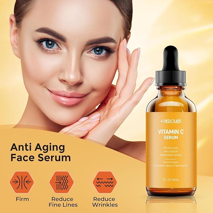 Vitamin C Face Serum With Hyaluronic Acid - Anti Aging Serum - Reduce Dark Spots, Professional Grade Treatment For Face & Eyes