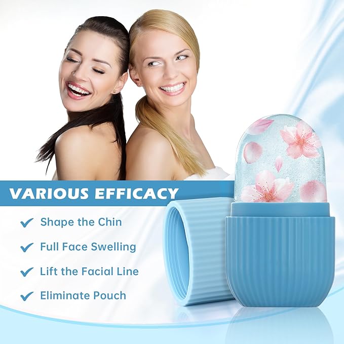 Facial Ice Roller & Gua Sha Massager - Ice Cube Mold, Eye & Face Beauty Tool