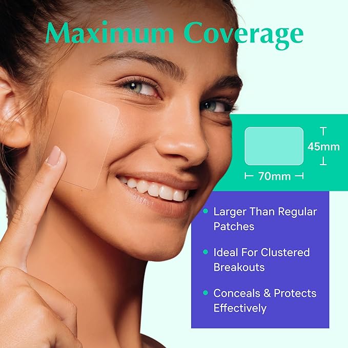 XXL Acne Patches - Hydrocolloid Pimple Covers for Face & Body Breakouts | Cystic Zit Treatment | Vegan (10ct)