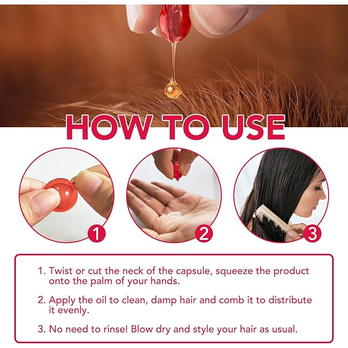 Hair Oil for Women,Hair Serum Capsules, Hair Vitamins,60 Pcs Hair Vitamins Serum Capsule, Restores Dry Frizzy Hair, Hair Oil Capsules with Moroccan/Macadamia/Avocado Oil for Hair Repair