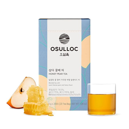 OSULLOC Honey Pear Tea (Sweet Pear & Honey Flavor), Fruit tea Blend, Premium Teabags from Jeju Island, 20 count