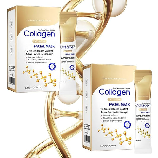 Tenfold Collagen Face Mask, Face Masks Skincare, Hydrates, Moisturizes, Brightens, Firms, and Reduces the Appearance of Fine Lines and Wrinkles, Contains Niacinamide and Hyaluronic Acid (2box)