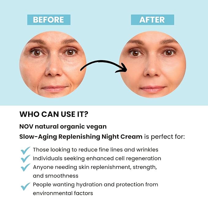 Slow Aging Replenishing Night Cream - Face Moisturizer with Rose Hip Oil - Moisturizer Face Cream to Reduce Fine Lines and Aging Spots - 1.69 oz