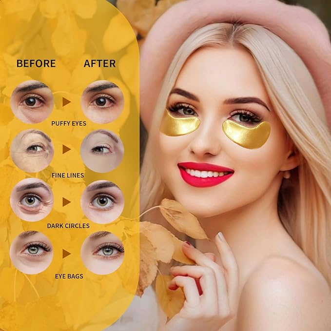 Under Eye Patches For Puffy Eyes 30Pairs, 24K Gold Eye Mask For Dark Circles and Puffiness, Under Eye Mask Patches Skincare, Eye Gel Pads, Eye Patches For Wrinkles, Puffy Eyes Bags Treatment Women Men