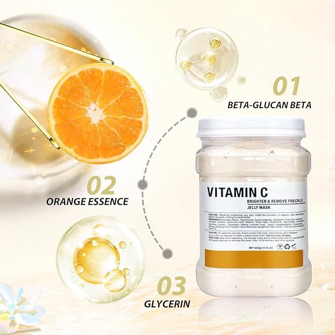 Jelly Mask for Facials, Hydrating & Moisturizing Peel-Off Rubber Gel Face Mask, Skin Care for Deep Hydration & Glow, 23 Fl Oz Jar, Professional Spa Use for All Skin Types with VC essence