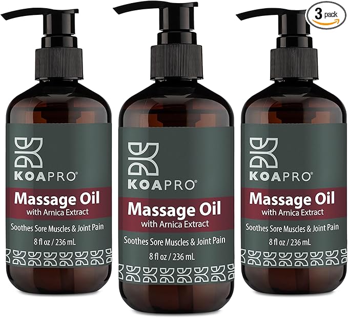 KOAPRO Arnica Sore Muscle Massage Oil for Massage Therapy - Anti-Cellulite Skin Therapy Oil with Chamomile, Lavender, Peppermint to Soothe Tired Muscles & Joint Pain, Deep Tissue Extract 3 Pack
