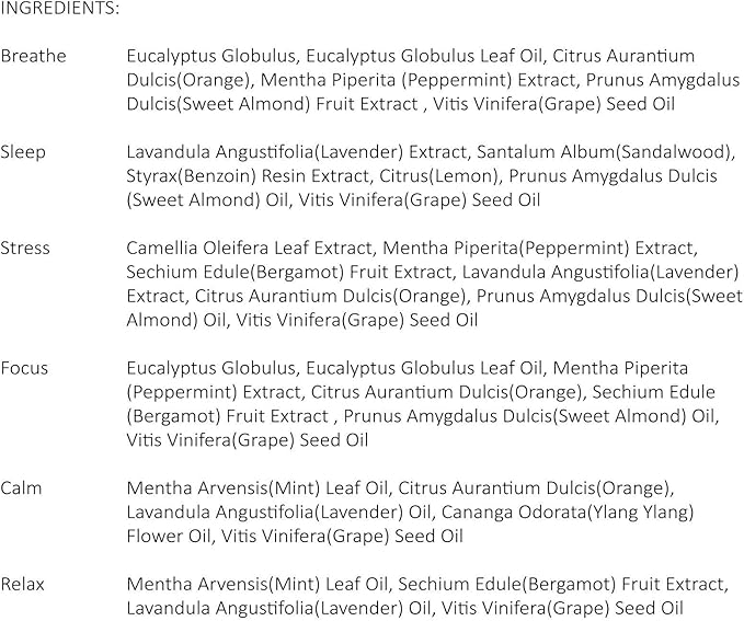 Aromatherapy Essential Oils Roll On Set, Natural Pre-diluted Blend Oils for Skin Use, Relaxation Gift for Women & Men, Pack 6 x10ml